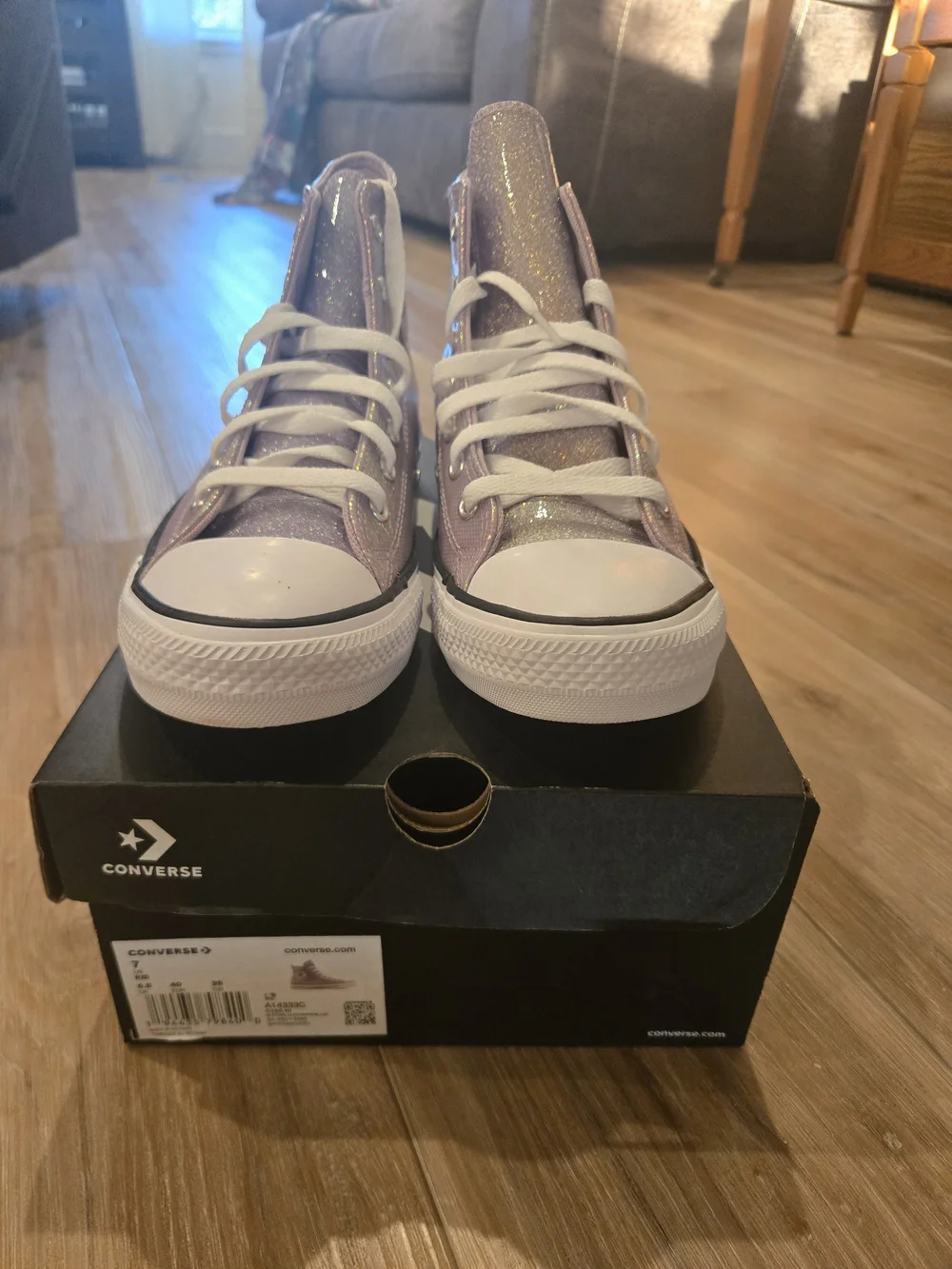 Converse High Top Glitter Sneaker - Pink Iridescent